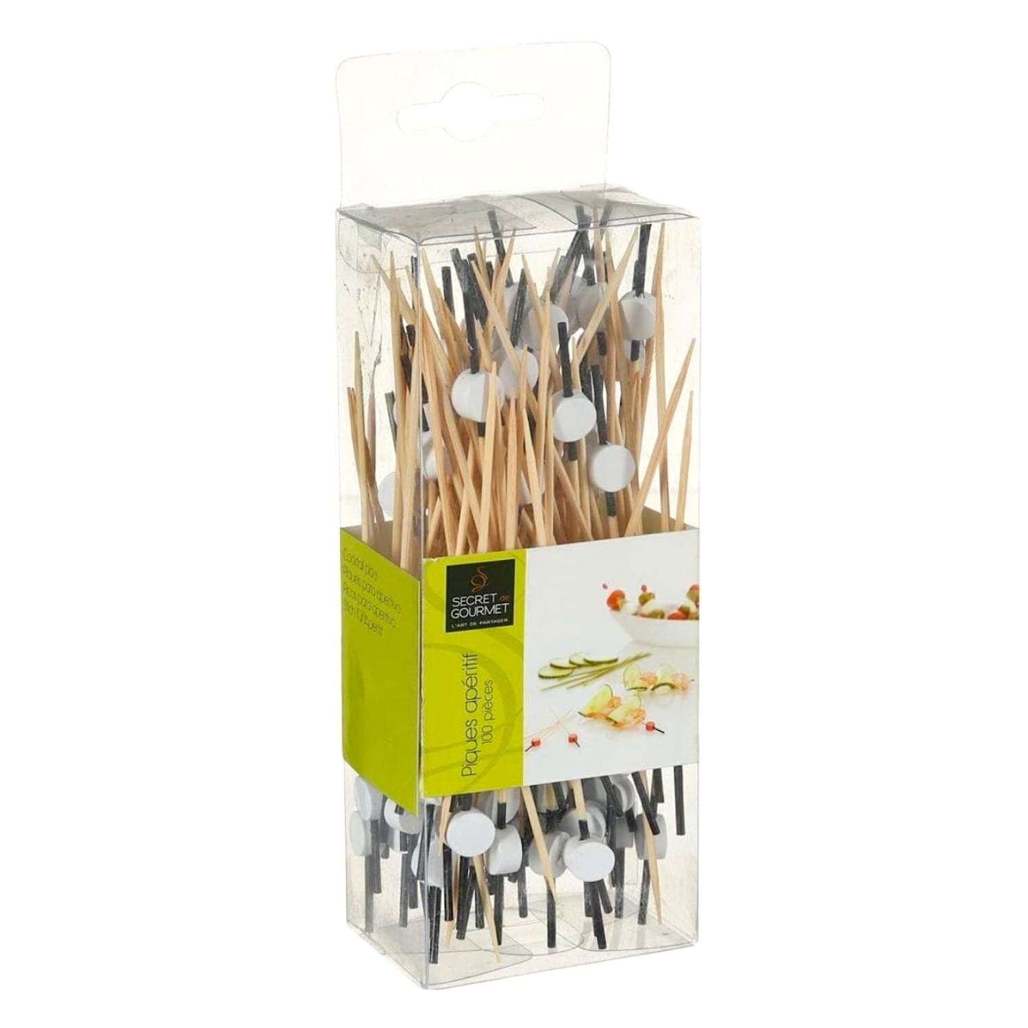 100 PALITOS DE MADERA PARA APERITIVOS - BLANCO / NEGRO 1 100 PALITOS DE MADERA PARA APERITIVOS - BLANCO / NEGRO