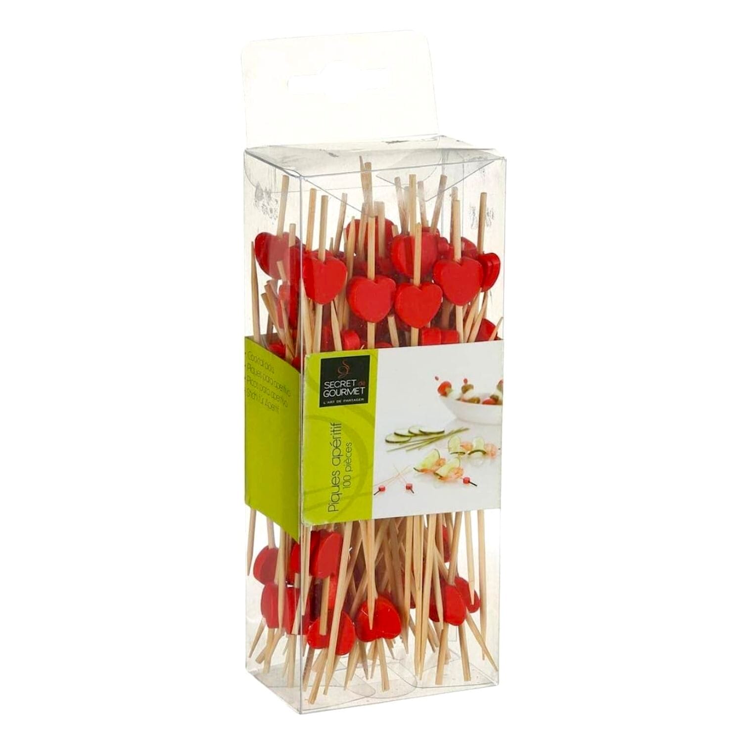 100 PALITOS DE MADERA PARA APERITIVOS - CORAZON ROJO 1 100 PALITOS DE MADERA PARA APERITIVOS - CORAZON ROJO