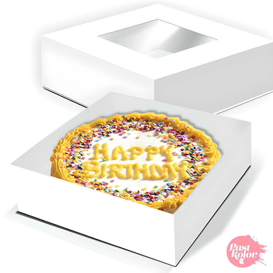 Caja Para Tarta Blanca Con Ventana - 33 X 9,5 Cm 2 Caja Para Tarta Blanca Con Ventana - 33 X 9,5 Cm - Imagen 2