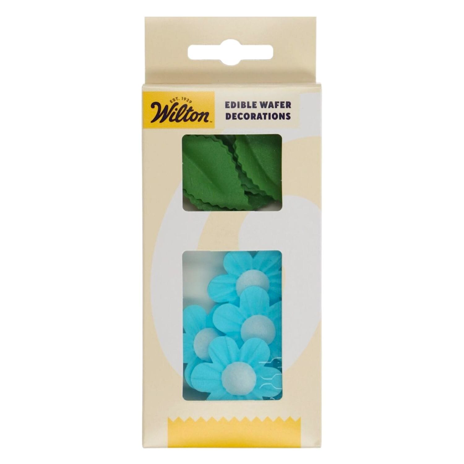 Flores Y Hojas Comestibles De Oblea Wilton - Azules 1 Flores Y Hojas Comestibles De Oblea Wilton - Azules