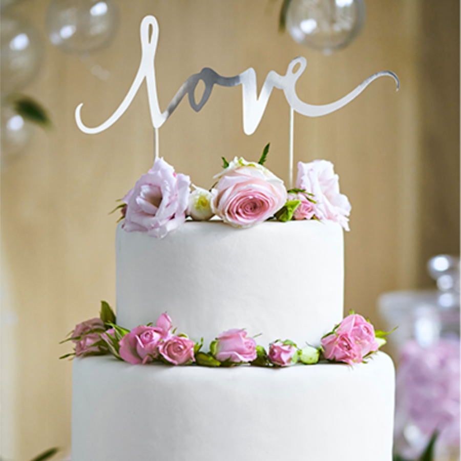 Topper Para Tarta Partydeco - Love Plata 3 Topper Para Tarta Partydeco - Love Plata - Imagen 3
