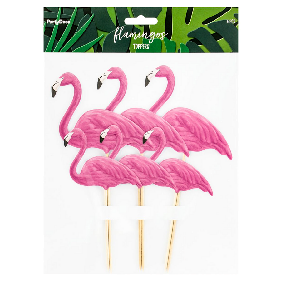 Toppers De Flamencos Rosas - Partydeco 2 Toppers De Flamencos Rosas - Partydeco - Imagen 2
