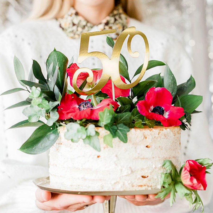 Topper Para Tarta Partydeco - "50" Oro 2 Topper Para Tarta Partydeco - "50" Oro - Imagen 2