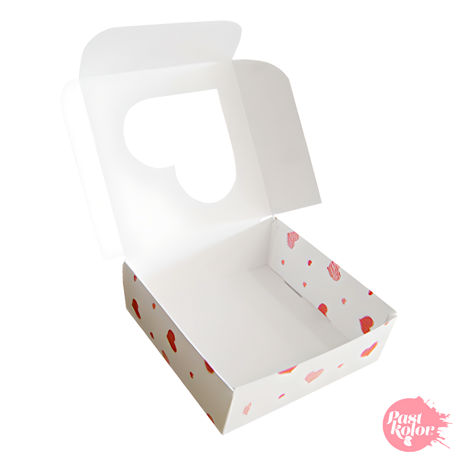 CAJA PARA GALLETAS CUADRADA REVERSIBLE - BLANCA Y CORAZONES 2 CAJA PARA GALLETAS CUADRADA REVERSIBLE - BLANCA Y CORAZONES - Imagen 2