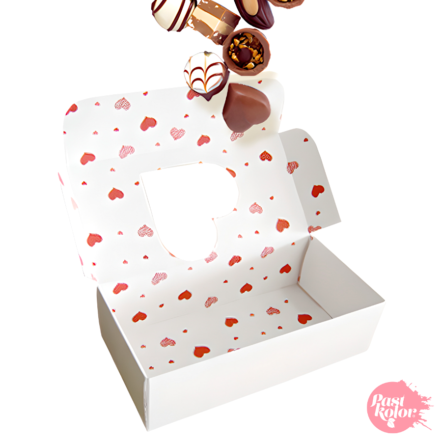 CAJA PARA GALLETAS RECTANGULAR REVERSIBLE - BLANCA Y CORAZONES 2 CAJA PARA GALLETAS RECTANGULAR REVERSIBLE - BLANCA Y CORAZONES - Imagen 2