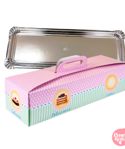 Set Bandeja Plateada + Caja Para Brazo De Gitano - 29 X 11 Cm