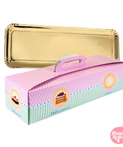 Set Bandeja Dorada + Caja Para Brazo De Gitano - 35,5 X 13 Cm