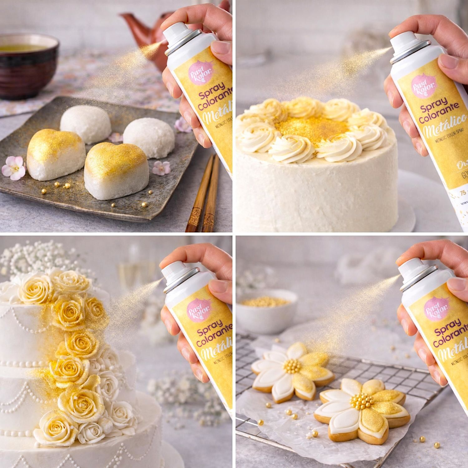 Spray Metalico Comestible - Oro Brillante (75 Ml) 2 Spray Metalico Comestible - Oro Brillante (75 Ml) - Imagen 2