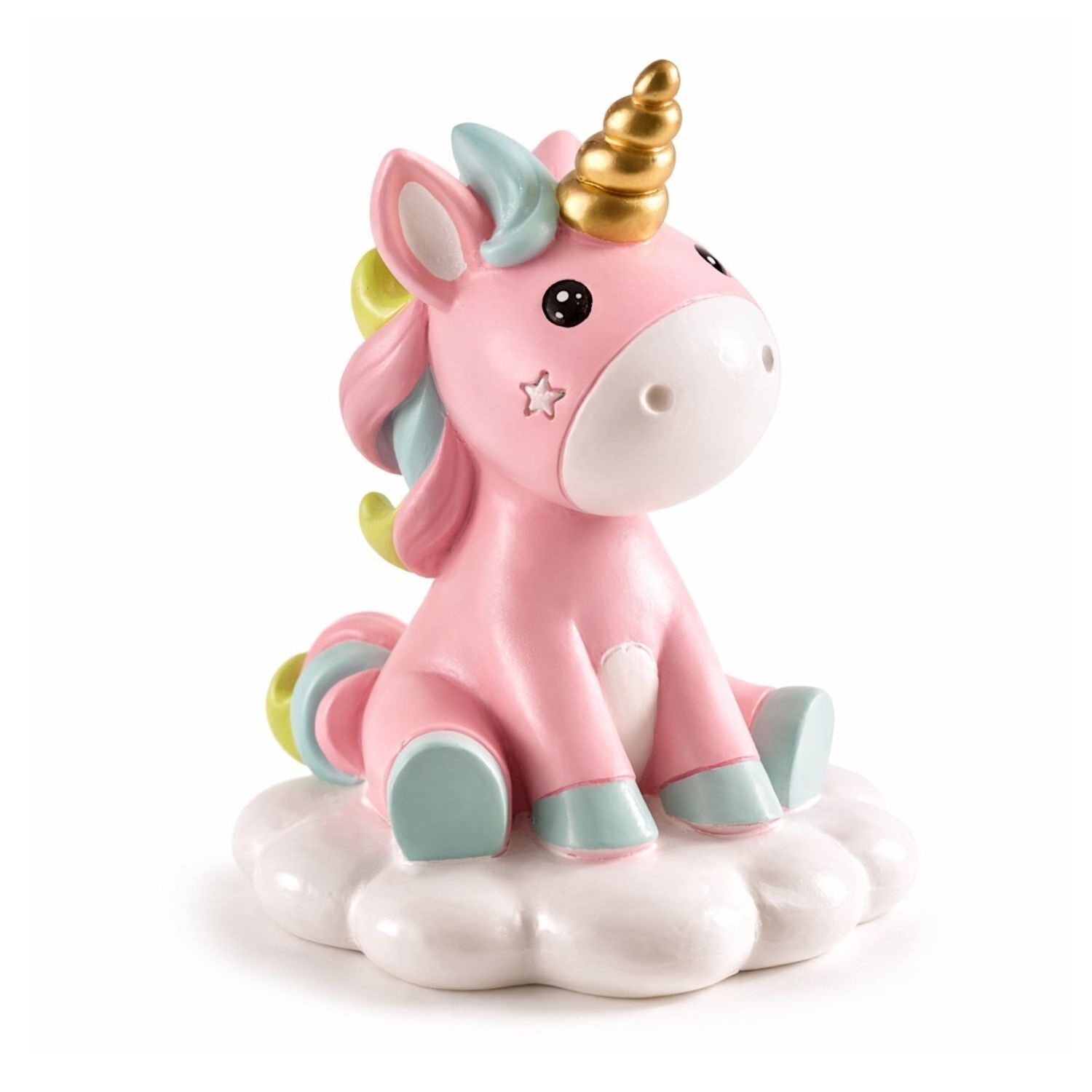 Figura Para Tarta Bautizo - Unicornio Bebe Rosa 2 Figura Para Tarta Bautizo - Unicornio Bebe Rosa - Imagen 2