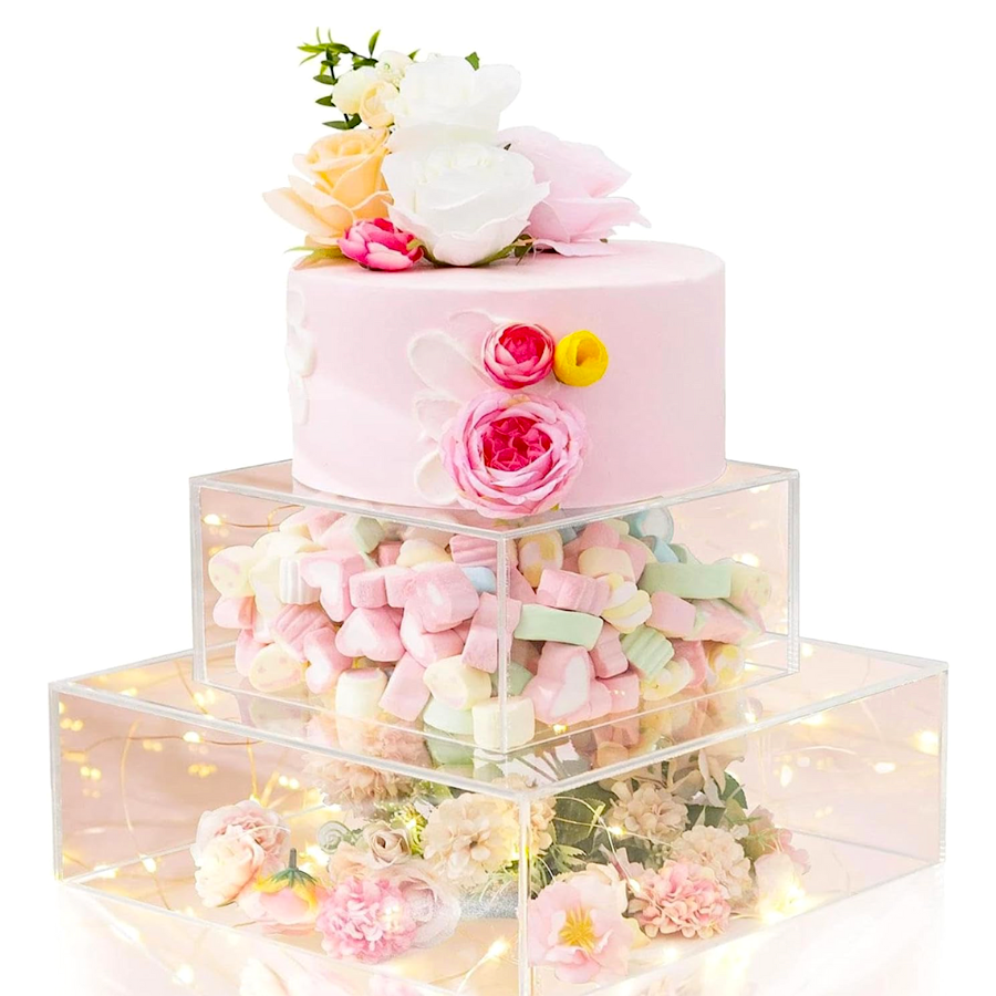 Soporte Cuadrado Transparente Para Tartas - 20 Cm / H 10 Cm 3 Soporte Cuadrado Transparente Para Tartas - 20 Cm / H 10 Cm - Imagen 3