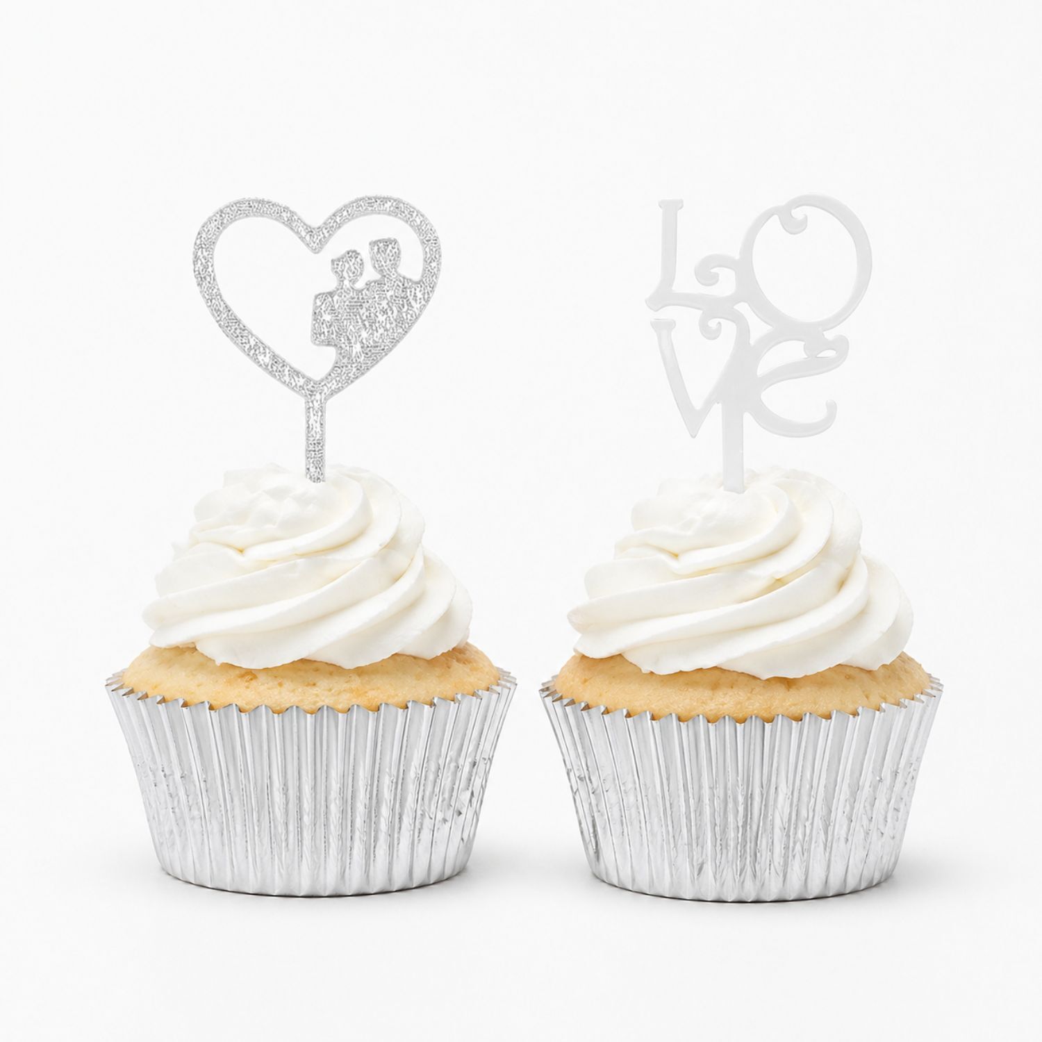 Set Cupcakes Boda Y Celebraciones Con Capsulas Plateadas Y Toppers (36 U) 2 Set Cupcakes Boda Y Celebraciones Con Capsulas Plateadas Y Toppers (36 U) - Imagen 2