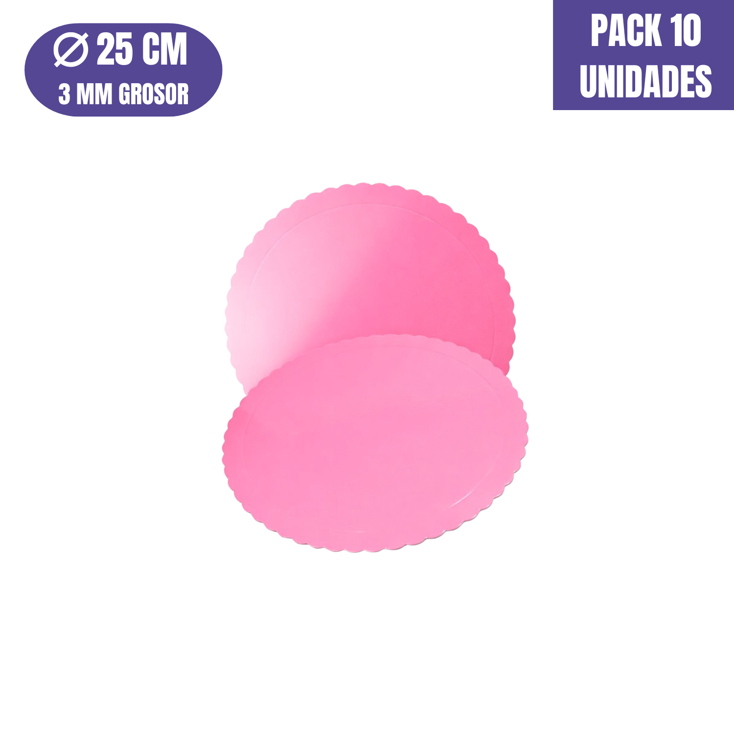 BASE REDONDA ROSA - 25 CM Ø / 3 MM GROSOR ( 10 UNIDADES ) 2 BASE REDONDA ROSA - 25 CM Ø / 3 MM GROSOR ( 10 UNIDADES ) - Imagen 2
