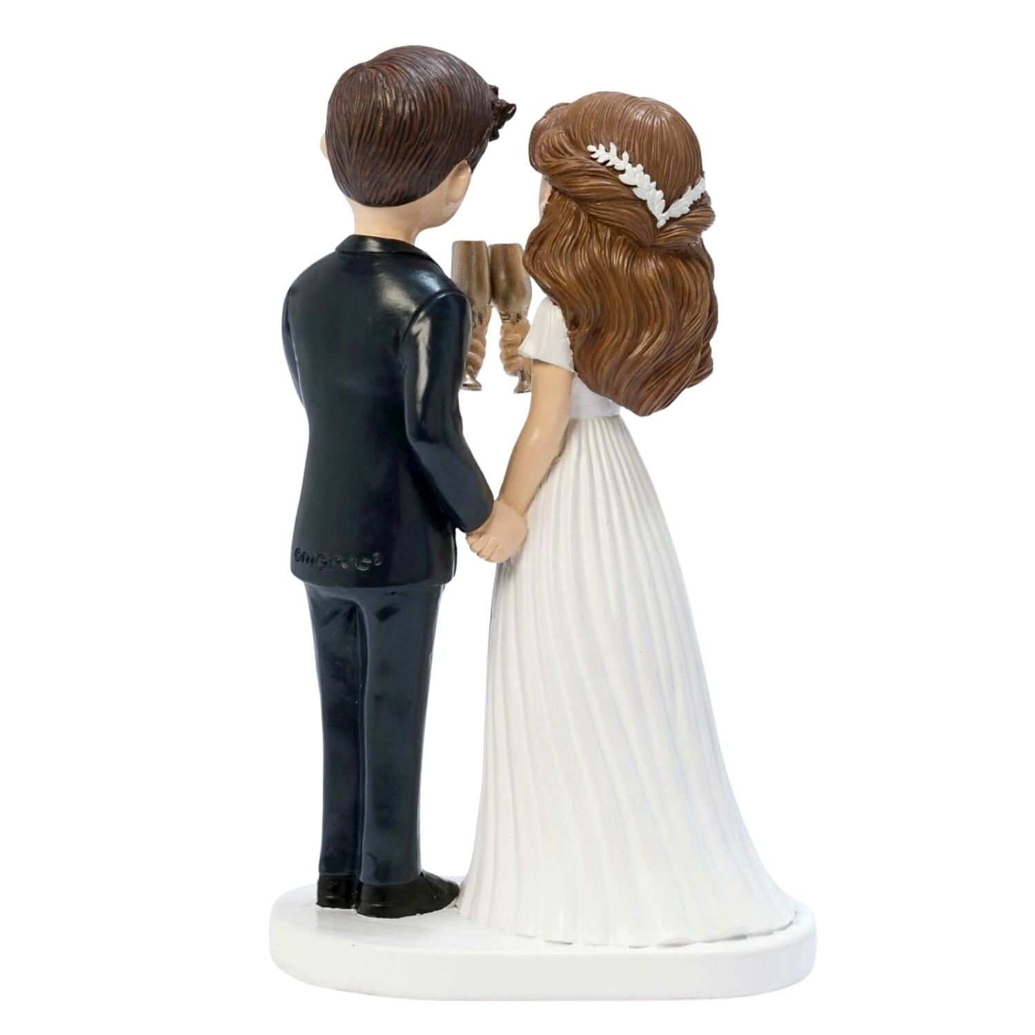 Figura Para Tarta De Boda Novio Moreno Y Novia Brindando - Mopec 2 Figura Para Tarta De Boda Novio Moreno Y Novia Brindando - Mopec - Imagen 2