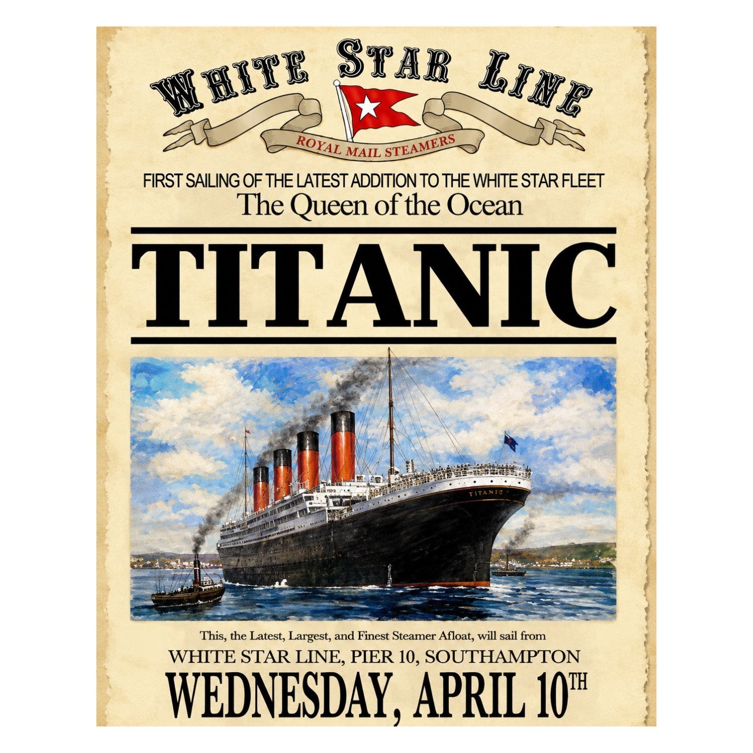 CHAPA METALICA DECORATIVA TITANIC PRIMER VIAJE VINTAGE – 40 X 30 CM 1 CHAPA METALICA DECORATIVA TITANIC PRIMER VIAJE VINTAGE – 40 X 30 CM