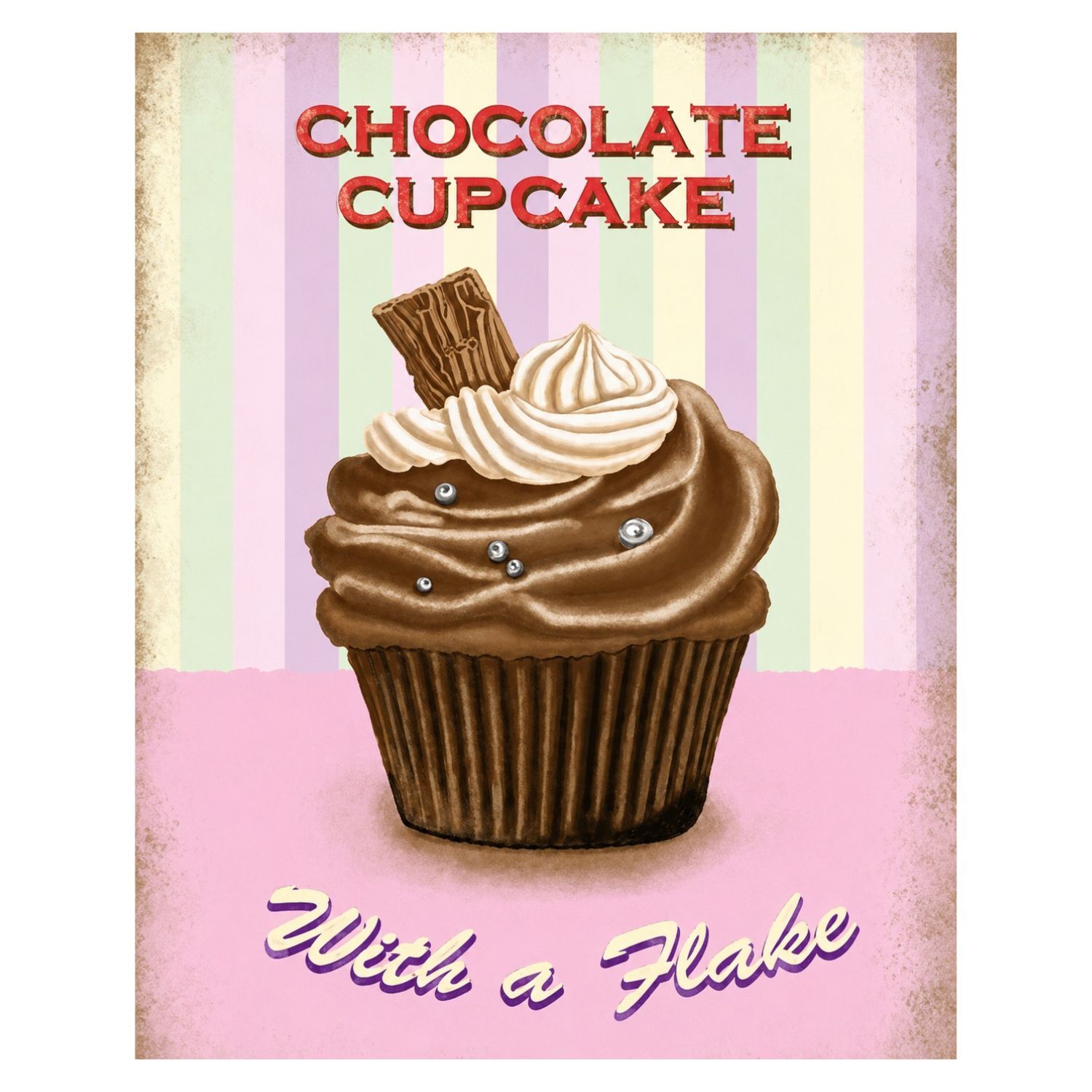 CHAPA METALICA DECORATIVA CUPCAKE DE CHOCOLATE VINTAGE – 40 X 30 CM 1 CHAPA METALICA DECORATIVA CUPCAKE DE CHOCOLATE VINTAGE – 40 X 30 CM