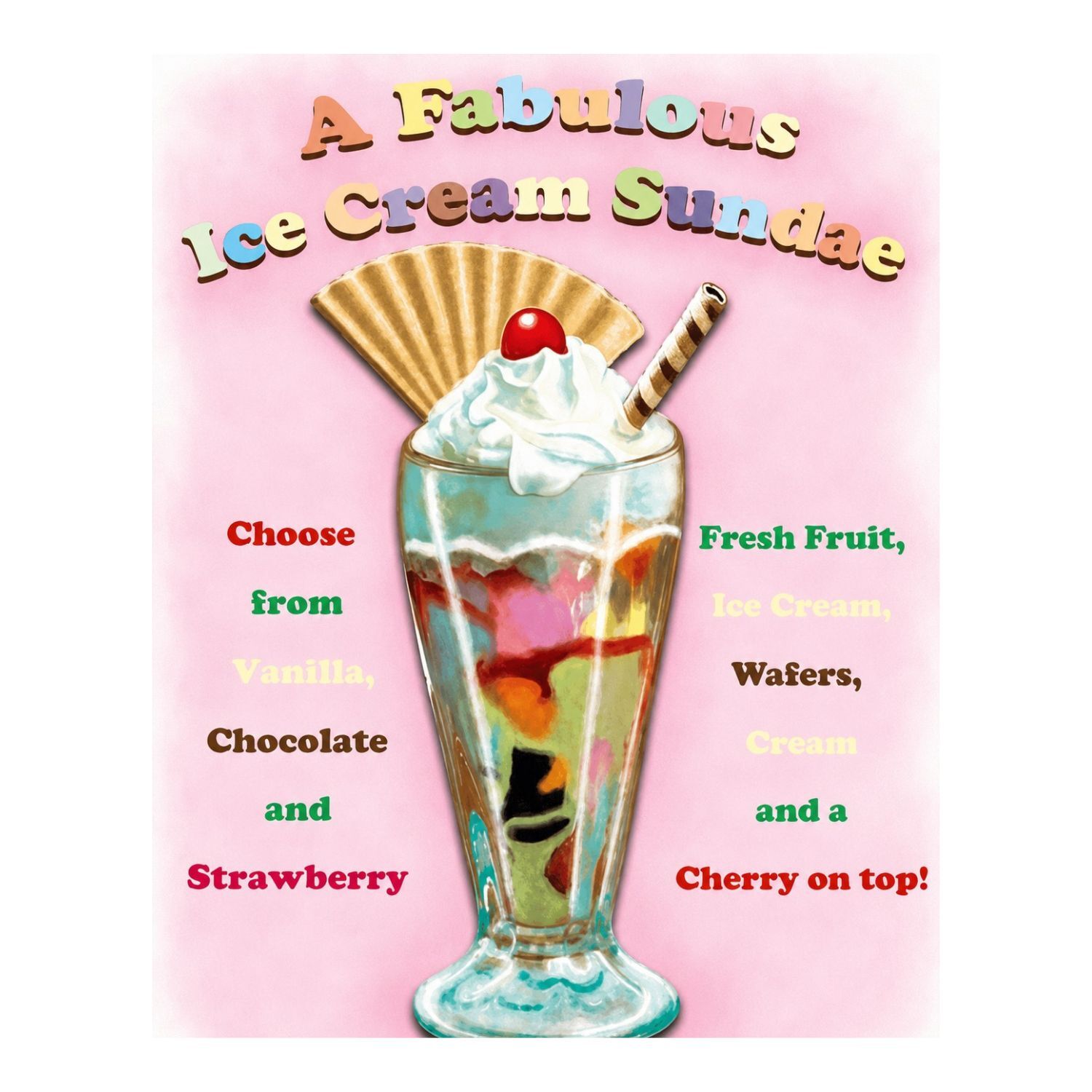 CHAPA METALICA DECORATIVA COPA DE HELADO SUNDAE VINTAGE – 40 X 30 CM 1 CHAPA METALICA DECORATIVA COPA DE HELADO SUNDAE VINTAGE – 40 X 30 CM