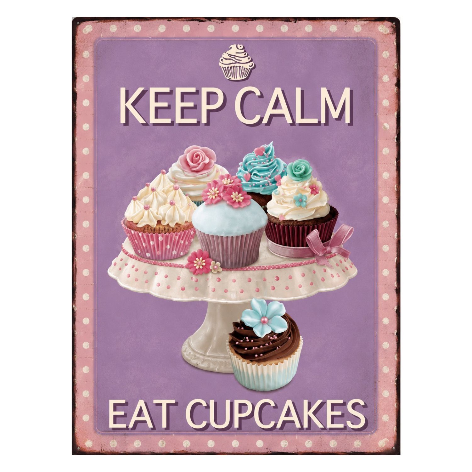 CHAPA METALICA DECORATIVA "KEEP CALM EAT CUPCAKES" VINTAGE – 40 X 30 CM 1 CHAPA METALICA DECORATIVA "KEEP CALM EAT CUPCAKES" VINTAGE – 40 X 30 CM