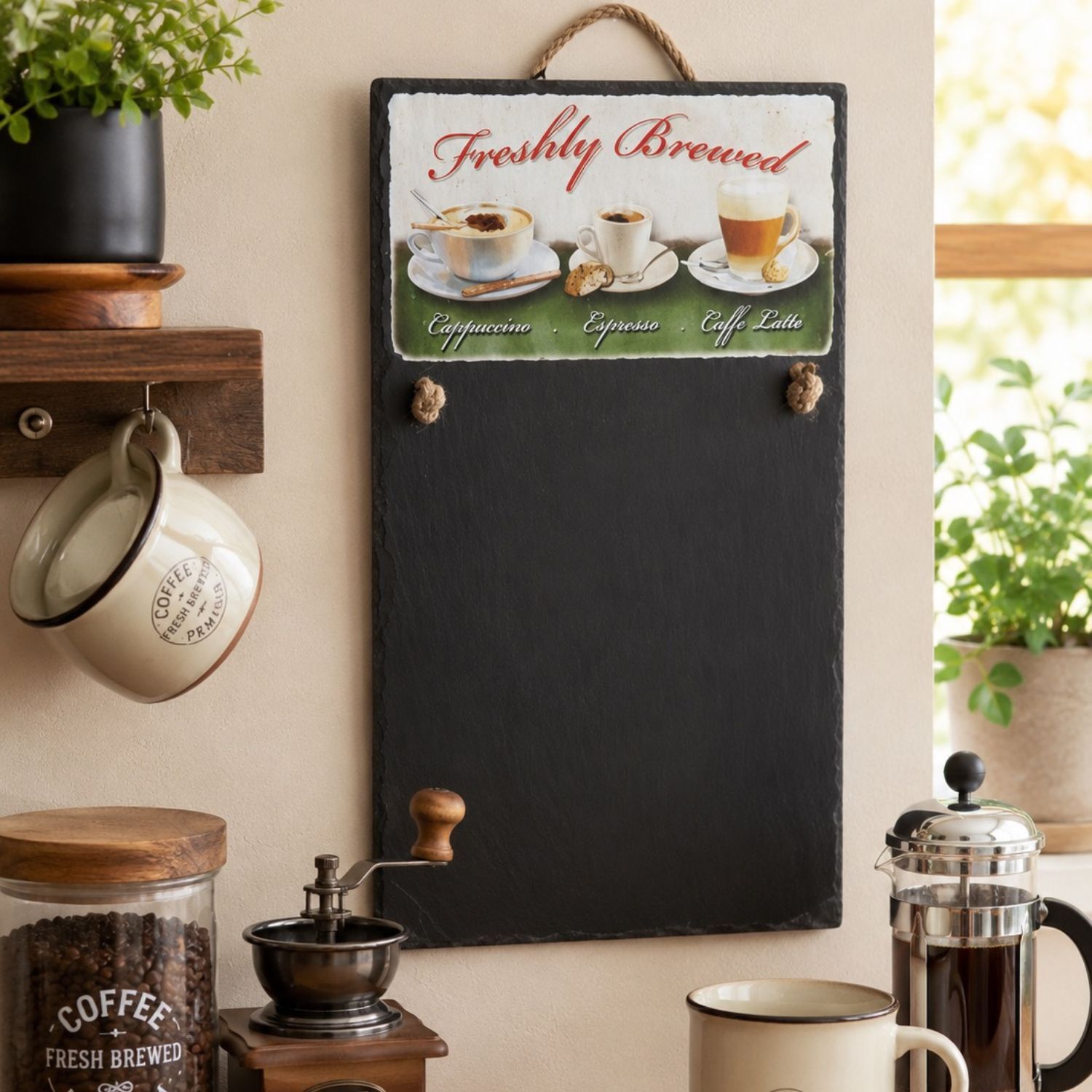 PIZARRA DE PARED "FRESHLY BREWED" CAFE ITALIANO VINTAGE – 25 X 40 CM 2 PIZARRA DE PARED "FRESHLY BREWED" CAFE ITALIANO VINTAGE – 25 X 40 CM - Imagen 2