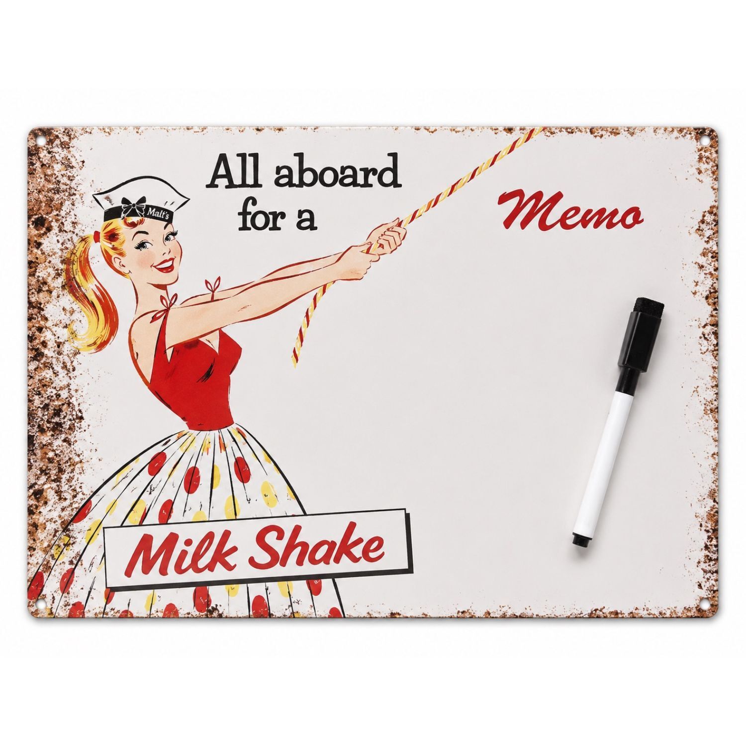 PIZARRA METALICA BORRABLE "MALTED MILK SHAKES" – 40 X 30 CM 1 PIZARRA METALICA BORRABLE "MALTED MILK SHAKES" – 40 X 30 CM