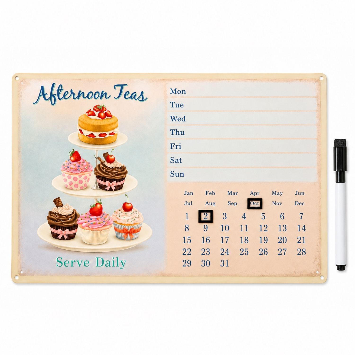CALENDARIO METALICO BORRABLE "AFTERNOON TEAS" – 40 X 30 CM 1 CALENDARIO METALICO BORRABLE "AFTERNOON TEAS" – 40 X 30 CM