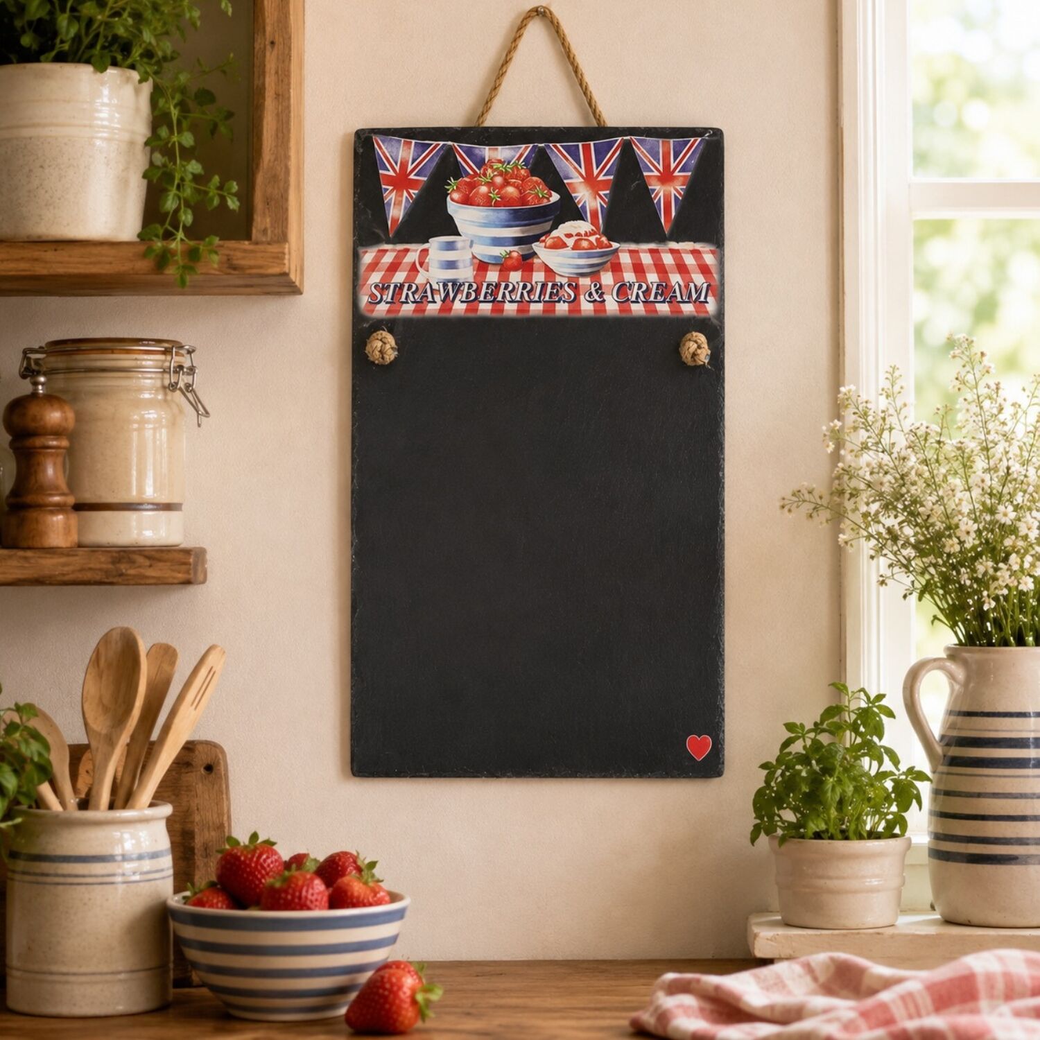 PIZARRA DE PARED "STRAWBERRIES & CREAM" FRESAS VINTAGE – 25 X 40 CM 2 PIZARRA DE PARED "STRAWBERRIES & CREAM" FRESAS VINTAGE – 25 X 40 CM - Imagen 2