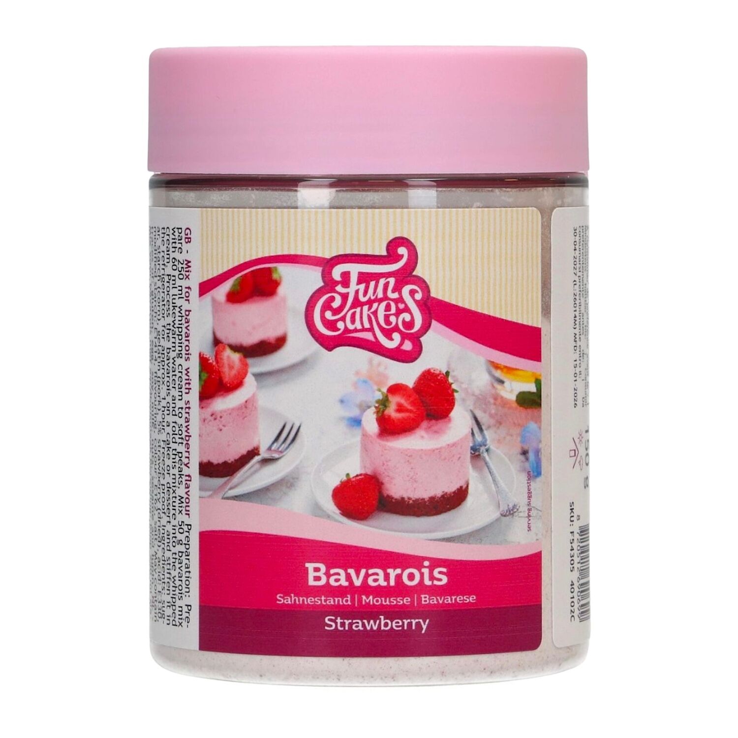 PREPARADO PARA MOUSSE FRESA (BAVAROIS) FUNCAKES - 150 G 1 PREPARADO PARA MOUSSE FRESA (BAVAROIS) FUNCAKES - 150 G