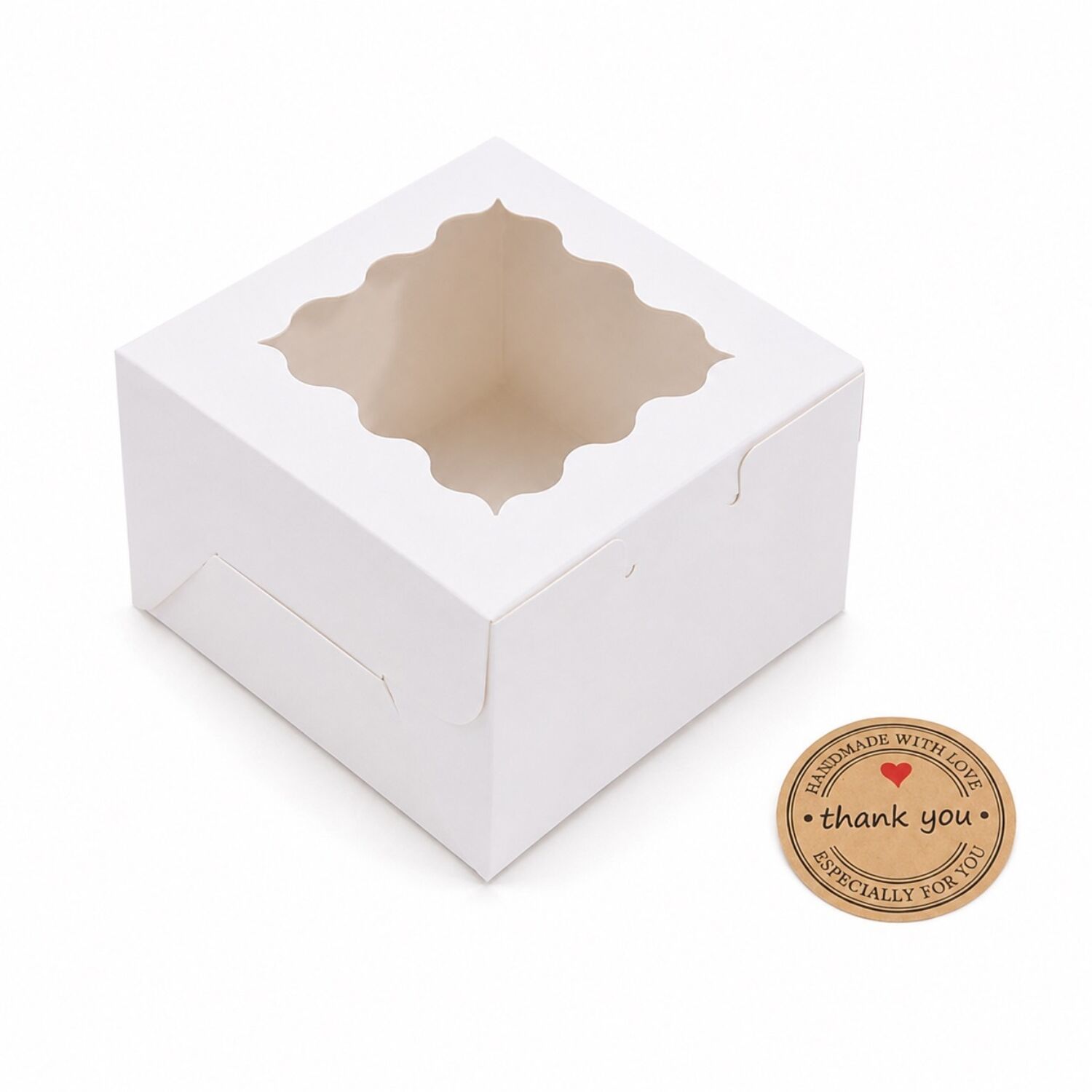 CAJA PARA 1 CUPCAKE BLANCA CON VENTANA Y PEGATINA “THANK YOU” - SET 50 U 2 CAJA PARA 1 CUPCAKE BLANCA CON VENTANA Y PEGATINA “THANK YOU” - SET 50 U - Imagen 2