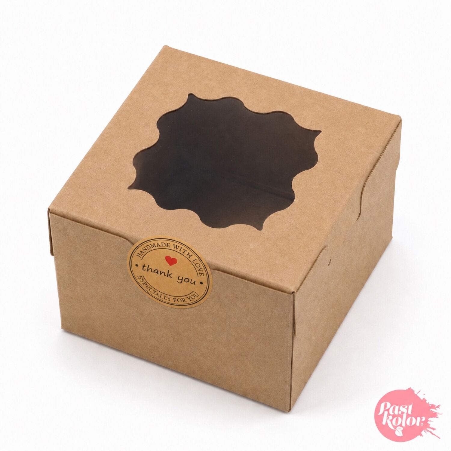 CAJA PARA 1 CUPCAKE KRAFT CON VENTANA Y PEGATINA “THANK YOU” - SET 50 U 1 CAJA PARA 1 CUPCAKE KRAFT CON VENTANA Y PEGATINA “THANK YOU” - SET 50 U