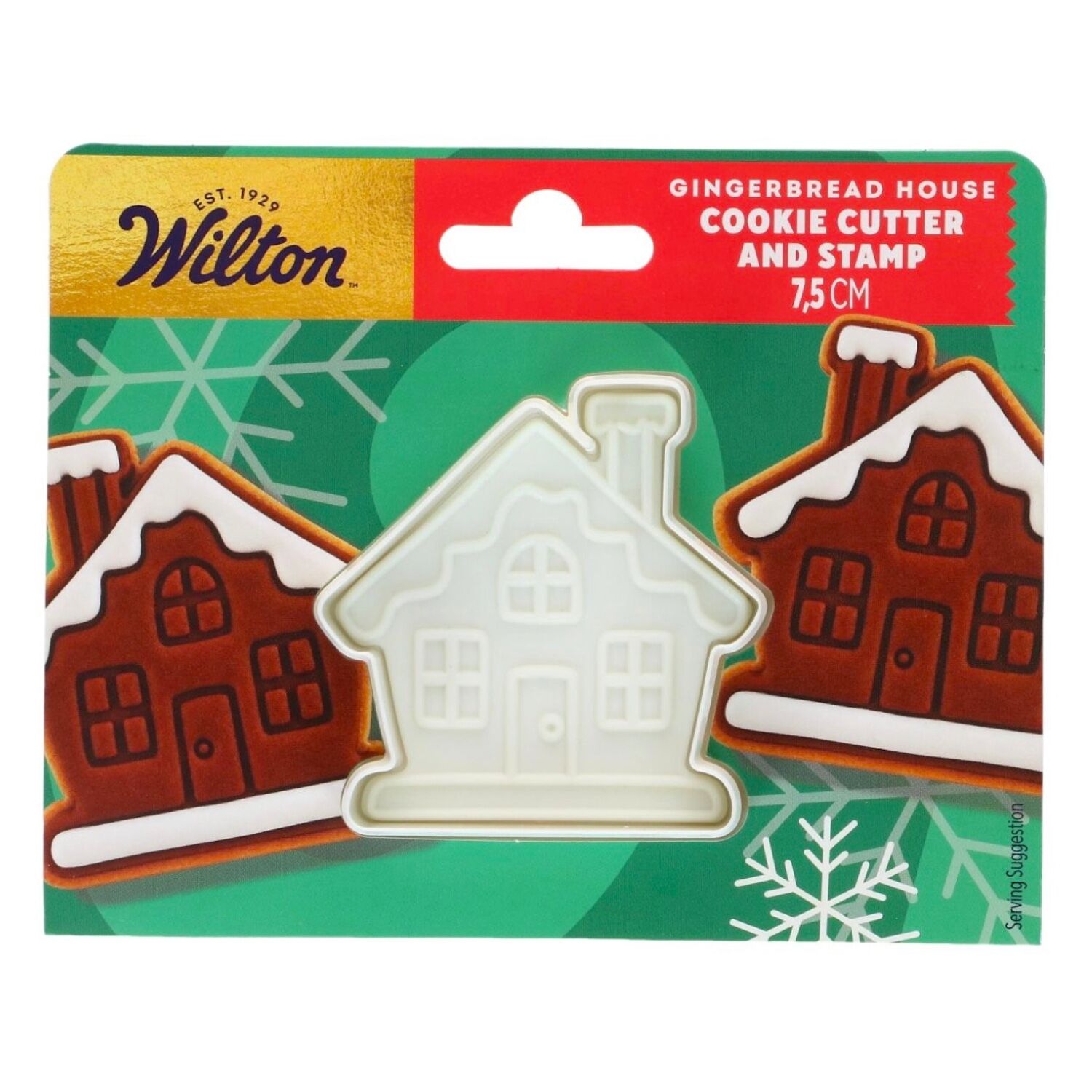 CORTADOR DE GALLETAS CON SELLO CASA DE JENGIBRE (7,5 CM) – WILTON 1 CORTADOR DE GALLETAS CON SELLO CASA DE JENGIBRE (7,5 CM) – WILTON