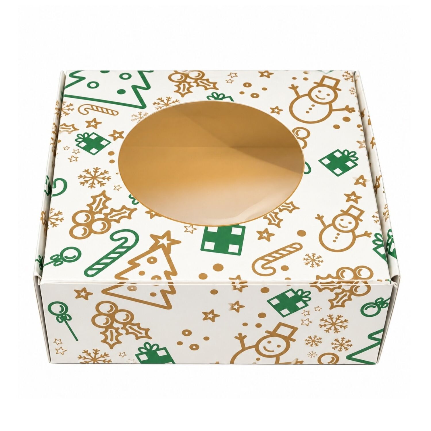 CAJA PARA GALLETAS CUADRADA REVERSIBLE NAVIDAD KRAFT Y BLANCA CON VENTANA PASTKOLOR - 10 X 10 X 3,5 CM 1 CAJA PARA GALLETAS CUADRADA REVERSIBLE NAVIDAD KRAFT Y BLANCA CON VENTANA PASTKOLOR - 10 X 10 X 3,5 CM