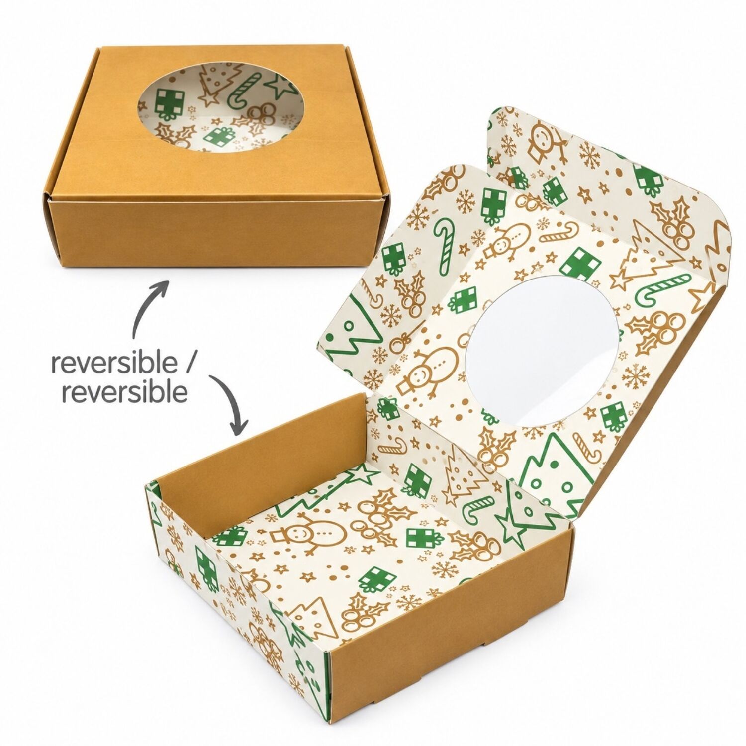 CAJA PARA GALLETAS CUADRADA REVERSIBLE NAVIDAD KRAFT Y BLANCA CON VENTANA PASTKOLOR - 10 X 10 X 3,5 CM 3 CAJA PARA GALLETAS CUADRADA REVERSIBLE NAVIDAD KRAFT Y BLANCA CON VENTANA PASTKOLOR - 10 X 10 X 3,5 CM - Imagen 3