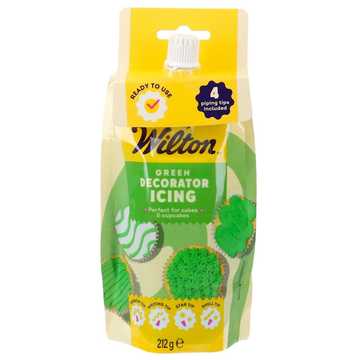 GLASEADO VERDE LISTO PARA USAR CON 4 BOQUILLAS WILTON - 212 G 1 GLASEADO VERDE LISTO PARA USAR CON 4 BOQUILLAS WILTON - 212 G