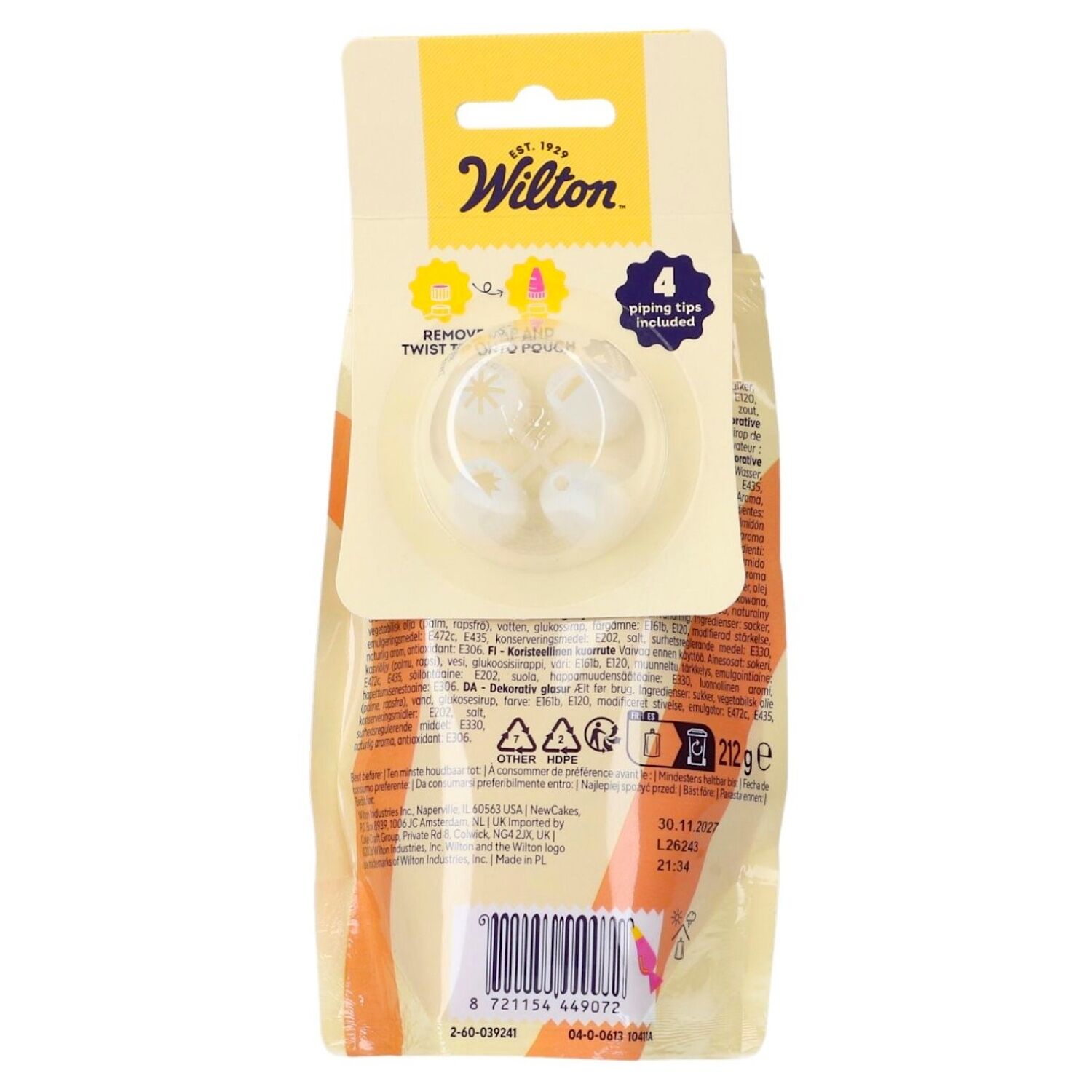 GLASEADO NARANJA LISTO PARA USAR CON 4 BOQUILLAS WILTON - 212 G 3 GLASEADO NARANJA LISTO PARA USAR CON 4 BOQUILLAS WILTON - 212 G - Imagen 3
