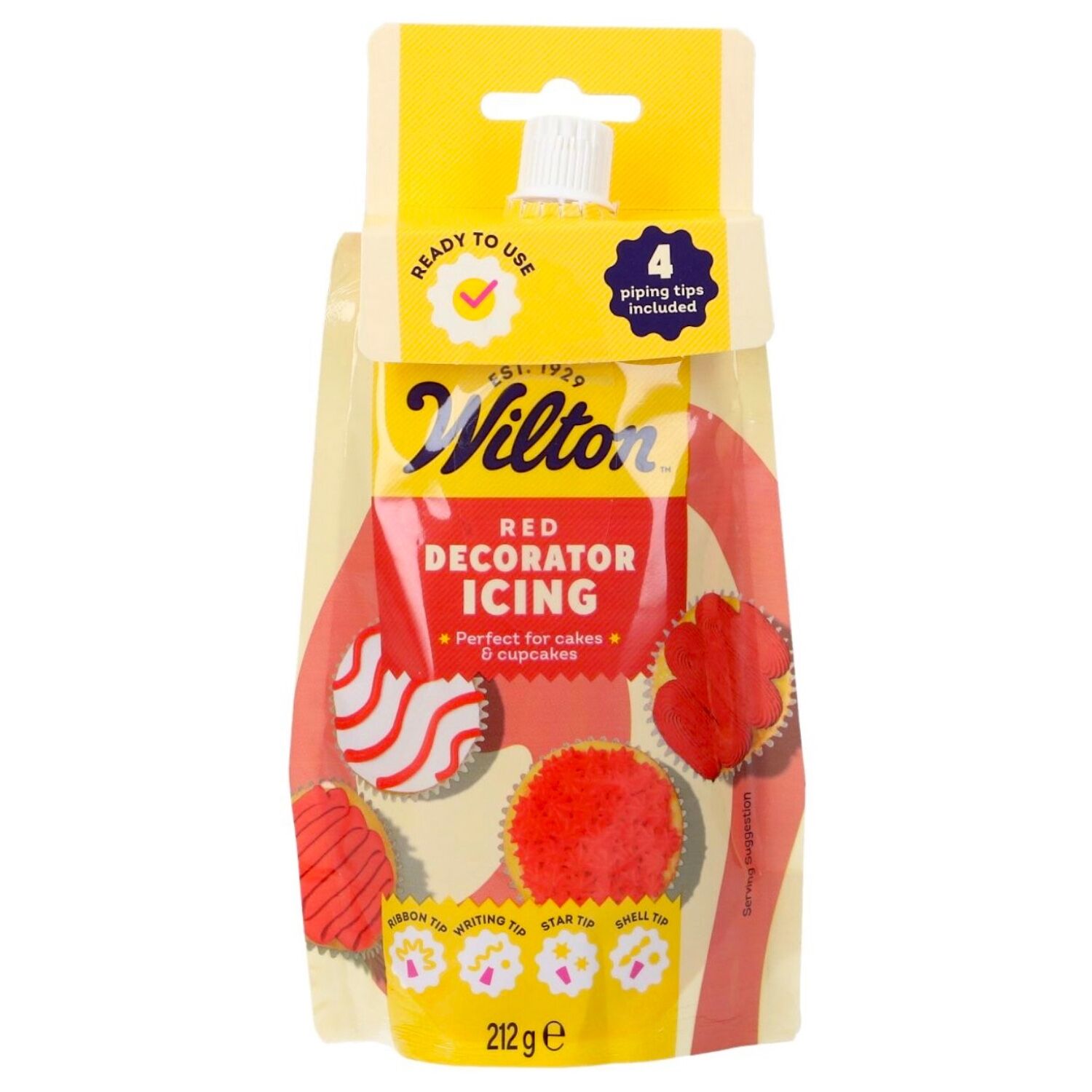 GLASEADO ROJO LISTO PARA USAR CON 4 BOQUILLAS WILTON - 212 G 1 GLASEADO ROJO LISTO PARA USAR CON 4 BOQUILLAS WILTON - 212 G