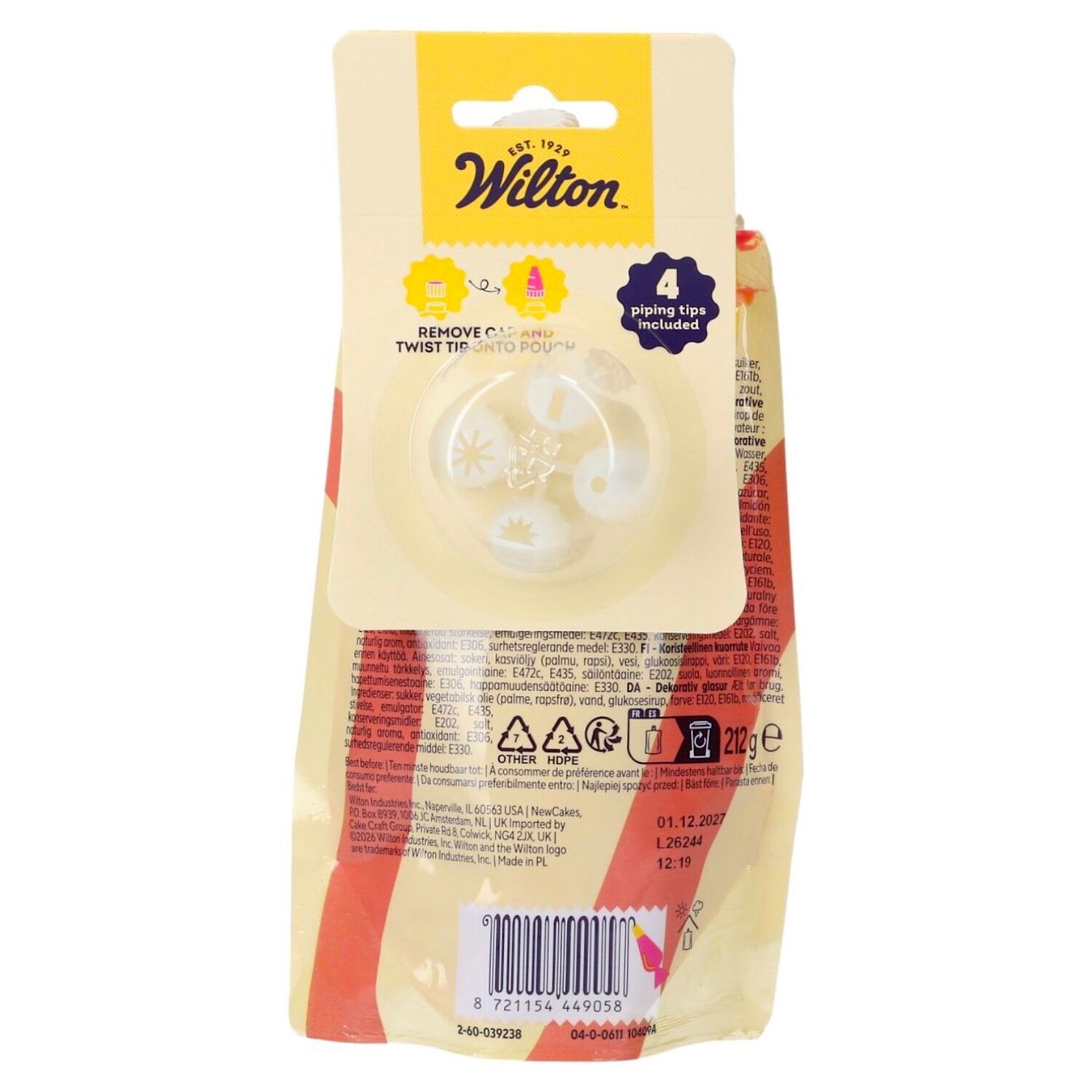 GLASEADO ROJO LISTO PARA USAR CON 4 BOQUILLAS WILTON - 212 G 2 GLASEADO ROJO LISTO PARA USAR CON 4 BOQUILLAS WILTON - 212 G - Imagen 2