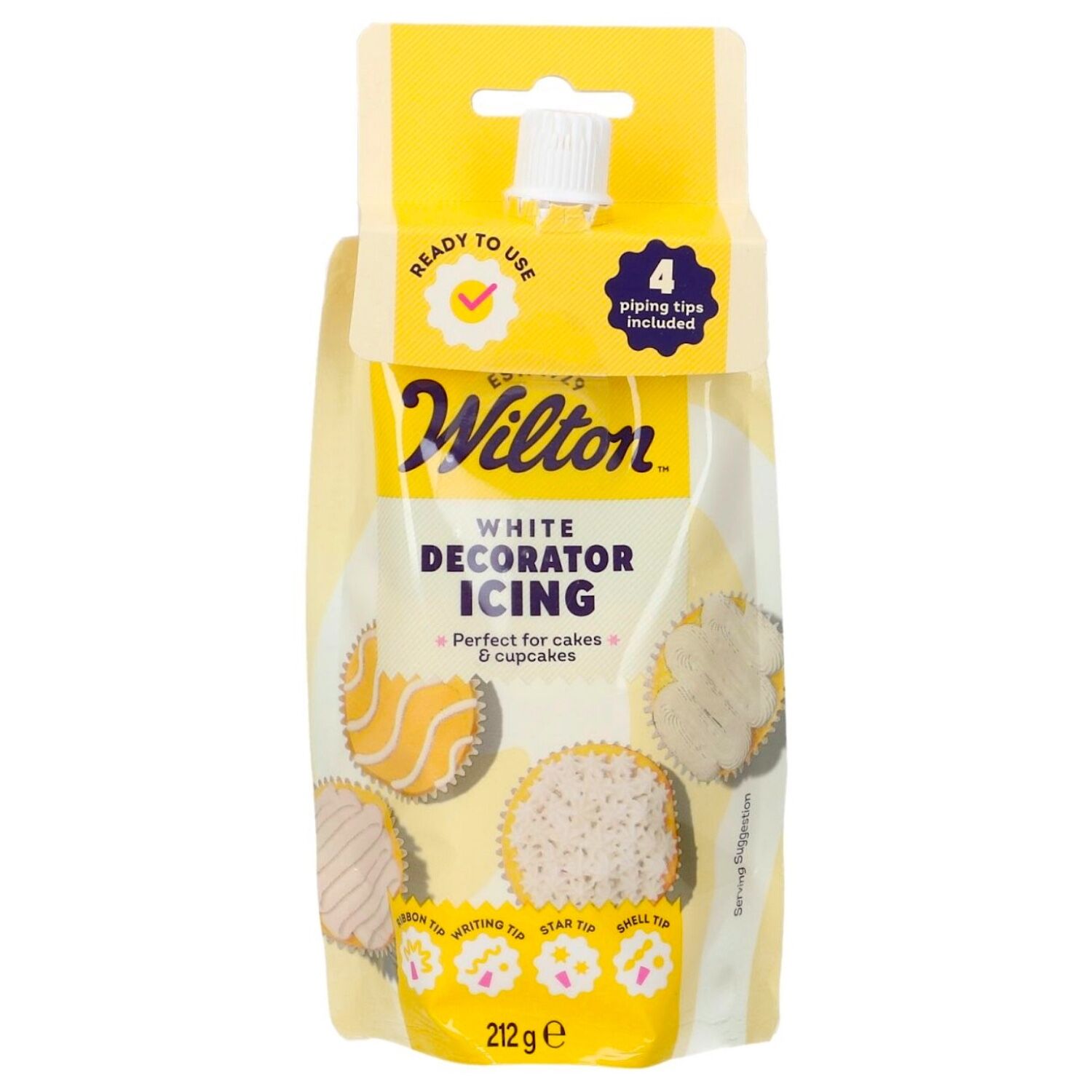 GLASEADO BLANCO LISTO PARA USAR CON 4 BOQUILLAS WILTON - 212 G 1 GLASEADO BLANCO LISTO PARA USAR CON 4 BOQUILLAS WILTON - 212 G
