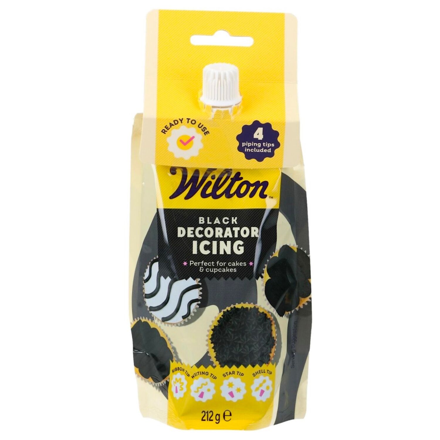 GLASEADO NEGRO LISTO PARA USAR CON 4 BOQUILLAS WILTON - 212 G 1 GLASEADO NEGRO LISTO PARA USAR CON 4 BOQUILLAS WILTON - 212 G