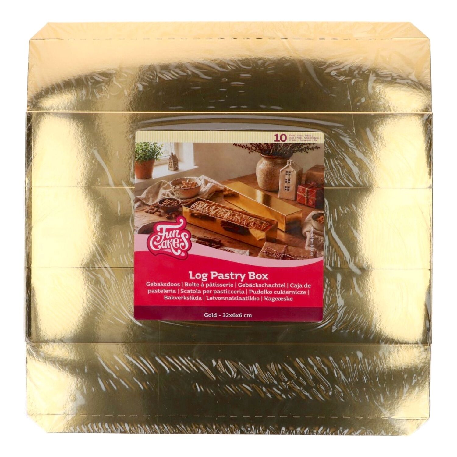 CAJA ALARGADA PARA DULCES Y PASTELES DORADA FUNCAKES - 32 X 6 X 6 CM (10 U) 4 CAJA ALARGADA PARA DULCES Y PASTELES DORADA FUNCAKES - 32 X 6 X 6 CM (10 U) - Imagen 4