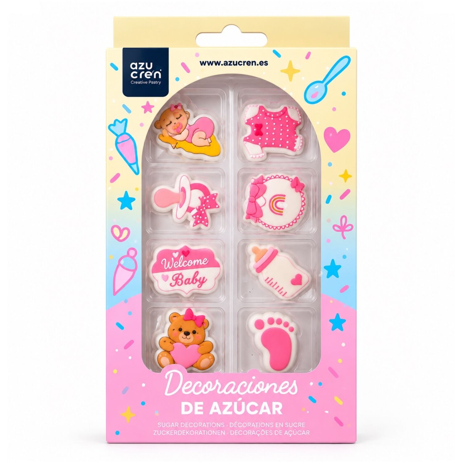 SET 8 DECORACIONES DE AZUCAR SWEET BABY GIRL - AZUCREN 1 SET 8 DECORACIONES DE AZUCAR SWEET BABY GIRL - AZUCREN